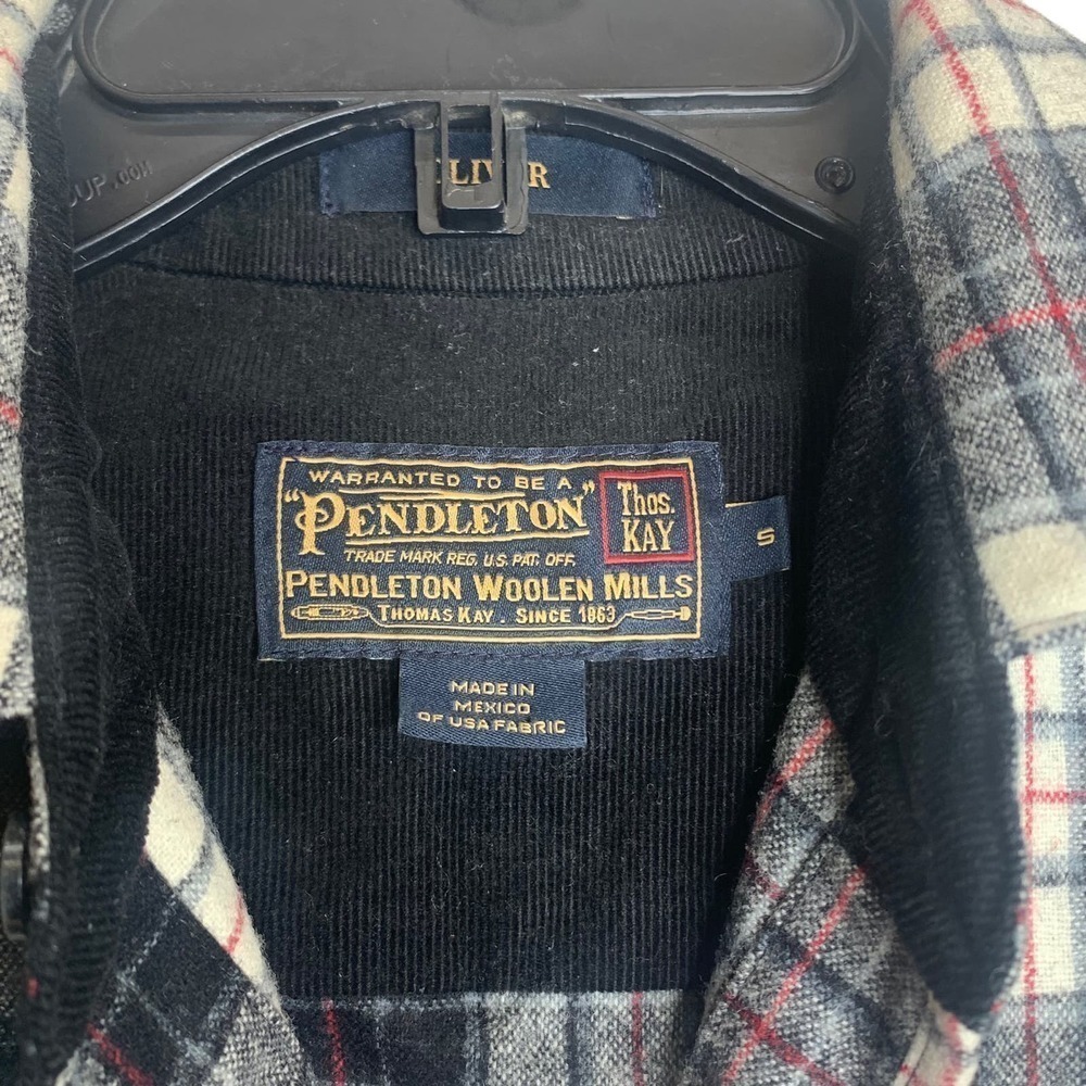 Pendleton Wool Flannel Shirt Mens Small Black White Red Plaid Button Down Oliver - Picture 2 of 16